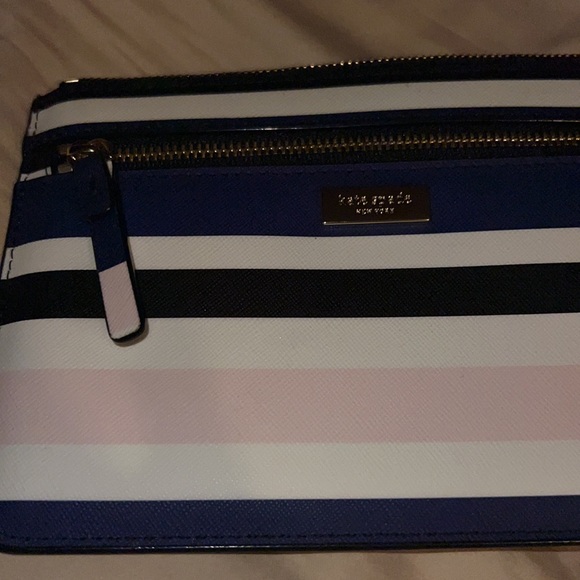 Kate Spade Blue, White, Pink, and Black Striped Wristlet - Picture 3 of 7